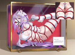 anal anal_hook anal_object_insertion ball_gag bdsm bikini bondage bound box breasts castorice_(honkai:_star_rail) collar crotch_rope drooling from_side gag gag_harness gagged honkai:_star_rail honkai_(series) in_box in_container large_breasts long_hair object_insertion panties pointy_ears purple_eyes purple_hair pussy_juice restrained shibari shinebell skindentation suspension swimsuit thigh_gap thighhighs trembling underwear upper_body very_long_hair white_bikini white_panties white_thighhighs wiffle_gag