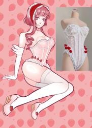 1girls bodysuit drill_hair female female_only floormaster hair_drills kimi_ga_shine only_female pink_eyes pink_hair self_upload solo solo_female strawberry thighhighs unnamed_character your_turn_to_die
