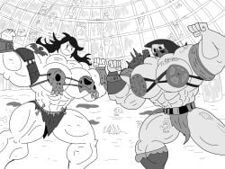 2girls abs biceps breasts female hair hyper_muscles jaiden jaiden_animations kickazzjohnni muscles muscular muscular_arms muscular_female muscular_legs muscular_thighs pecs