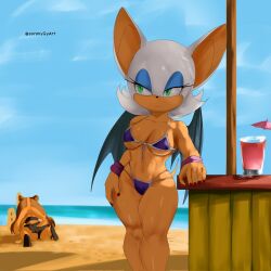 anthro beach bikini mobian mobian_(species) mobian_bat rouge_the_bat sonic_(series) sonic_the_hedgehog_(series) soranygy