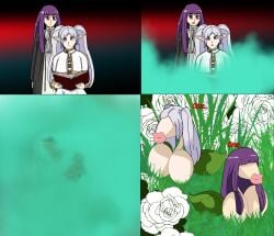 2girls :>= big_breasts big_lips big_lips_no_eyes breasts expansion female female_only fern_(sousou_no_frieren) frieren fuckplant large_breasts long_lips plant plant_girl sousou_no_frieren succplant suck_and_fuck suckplant transformation