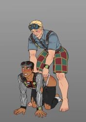 2boys animated animation big_ass big_ass_(male) big_butt bubble_butt dark-skinned_male dominant_male dominated_male gif male male/male male_only marmotap pants_down red_butt ripped_jeans wedgie