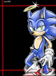 2007 anthro artist_request balls blue_fur casual erection exposed_torso footwear fur furry gloves green_eyes halo handwear headwear hedgehog looking_at_viewer male male_only mammal nude penis sega smooth_skin soina solo sonic_(series) sonic_team sonic_the_hedgehog sonic_the_hedgehog_(series) standing