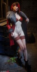 1girls 3d 3d_(artwork) 3d_artwork 3d_model 3d_render anna_williams bob_cut bra high_quality high_resolution highres lingerie open_coat shaddoll_x short_hair showing_off taking_clothes_off tekken tekken_8