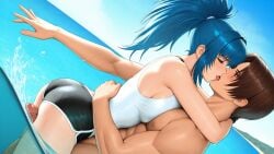 ai_generated beach couple_sex king_of_fighters kiss kof kyo_kusanagi leona_heidern the_king_of_fighters