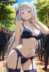 1girl absurd_resolution absurdres adult ai ai-created ai_art ai_generated anime anime_coloring anime_screenshot bangs bare_arms bare_shoulders bird black_bra black_lingerie black_panties blue_sky blunt_bangs blush bow bra braided_hair cleavage collarbone cowboy_shot crow curvy day daytime depth_of_field detailed_background digital_art dynamic_angle dynamic_pose ecchi elf emilia_(re:zero) exhibitionism exibitionism exited explicit eyelashes facing_viewer flower_hair_ornament flying frilled_bra frilled_panties frills garter_belt garter_straps glossy glossy_body glossy_skin gorgeous hair_between_eyes hair_ornament hairband half-closed_eyes head_tilt hentai hi_res high_contrast high_quality high_resolution in_heat indoors lace lace_trim large_breasts lingerie long_eyelashes long_hair looking_at_viewer matching_underwear midriff narrow_waist navel nsfw pale_skin panties parted_lips patreon perfect_anatomy pervert_female plump pointy_ears posing presenting purple_bow purple_eyes rating_explicit re:zero_kara_hajimeru_isekai_seikatsu ribbon seductive sexy sexy_body sexy_female sexy_pose side_bun silver_hair single_hair_bun smile smirk soft_shading solo source_anime spread_wings standing stomach straight_hair suggestive sunlight teasing teasing_viewer thick_thighs thighhighs thighs underwear underwear_only very_long_hair voluptuous voluptuous_body voluptuous_female white_hair_ornament wide_hips wings