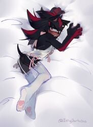 1cuntboy cuntboy earrings feminine_male furry furry_only hedgehog inkydarkn3ss lingerie pawpads shadow_the_hedgehog solo solo_focus sonic_(series) sonic_the_hedgehog_(series) thighhighs