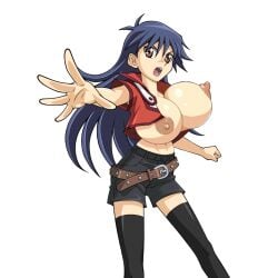 big_breasts bimbo blair_flannigan blue_hair breasts gigantic_breasts huge_breasts huge_nipples large_breasts nipples saotome_rei short_stack shortstack topless yu-gi-oh! yu-gi-oh!_gx