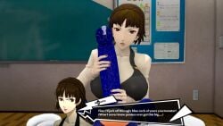 1boy 1girls crossover handjob holding_penis huge_breasts huge_cock makoto_niijima persona persona_5 sonic_(series) sonic_the_hedgehog text text_bubble theboobedone