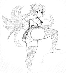 1girls angry ass female filia_(skullgirls) jadf panties skullgirls stockings thick_thighs