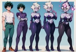 ai_generated ass_expansion breast_expansion evelynn female gender_transformation hair_color_change hair_growth izuku_midoriya large_ass large_breasts league_of_legends lip_expansion lips mtf_transformation my_hero_academia tgenerated thick_thighs thigh_expansion transformation transformation_sequence wide_hips