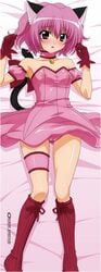 animal_ears arm_garter blush breasts cat_ears choker dakimakura female gloves highres ichigo_momomiya lactation leotard mew_ichigo nipples pink_eyes pink_hair tokyo_mew_mew