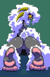 anthro anus ass barefoot dildo feet furry glasses horns pawpads paws pixiv_thumbnail red_eyes resized sheep soles solo tail toes