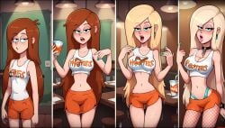 ai_generated ass_expansion bimbofication breast_expansion female gravity_falls hooters hooters_uniform thigh_expansion transformation transformation_sequence wendy_corduroy