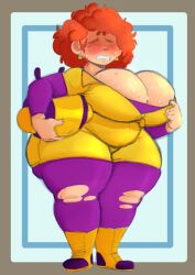 1girls bea_(brawl_stars) big_ass big_breasts big_butt big_thighs blush brawl_stars closed_eyes elpiromanias female ginger ginger_hair huge_ass huge_breasts huge_butt huge_thighs orange_hair ripped_clothing supercell sweat sweating tagme thick_ass thick_thighs