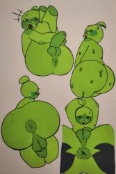 anthro artist_jun ass balls electronic_arts elemental_creature erection flora_fauna genitals hi_res male male/male nude peashooter_(pvz) penis plant plants_vs._zombies popcap_games solo zi