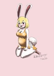 belly blonde_hair breasts bunny_ears bunny_girl bunny_tail carrot_(one_piece) chubby chubby_female drooling female female_focus female_only hands_on_thighs kneeling large_breasts nipple_bulge one_piece rabbit_ears rabbit_girl saliva short_hair swollen_belly thick_thighs thighs waruiartsy wide_hips wide_thighs