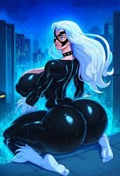 1girls ai_generated ass_focus aura big_ass black_cat_(marvel) bodysuit boots bottom_heavy bubble_ass bubble_butt city collar felicia_hardy fur_boots gloves huge_ass huge_breasts kneeling large_breasts lips long_hair looking_up lustylewdz marvel mask more_at_source new_york night solo spider-man:_the_animated_series spider-man_(series) toned_female white_hair