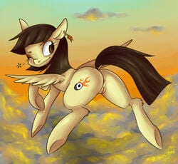 anus brown_eyes cloud cutie_mark equine flying friendship_is_magic horse jewelry mammal my_little_pony nitromethane one_eye_closed pegasus pony pussy smile wild_fire_(mlp) wings wink