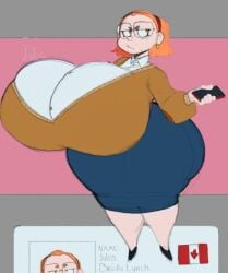 1girls big_ass big_breasts big_butt big_thighs bottom_heavy breast_expansion brookie_(elpiromanias) elpiromanias ginger ginger_hair glasses huge_ass huge_breasts huge_butt huge_thighs orange_hair original_character tagme