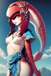 1girls ai_generated civitai female_zora fish_girl mipha monster_girl the_legend_of_zelda the_legend_of_zelda:_breath_of_the_wild zora