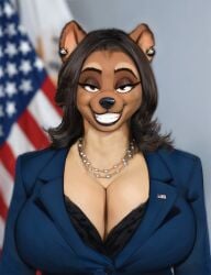 1girls ai_generated badonkadonks big_breasts bimbo breasts cappeseller clothing curvy curvy_body curvy_female curvy_figure democrat edit female female_focus female_only furry furry_ears furry_female furry_only huge_breasts hyena hyper hyper_bimbo kamala_harris kamala_harris_(hyena) kamala_hyena kamalayena mature oystercatcher7 plump politician president thick united_states_of_america vice_president wiggle_lines