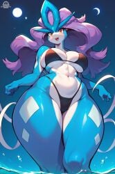 ai_generated anthro basketmuffin breasts female furry legendary_pokemon nintendo pokemon suicune