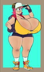 1girls big_ass big_breasts big_butt big_thighs brawl_stars elpiromanias glasses huge_ass huge_breasts huge_butt huge_thighs max_(brawl_stars) pink_hair pink_hair_female supercell tagme thick_ass thick_thighs