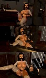 3d bioshock bioshock_infinite black_hair bondage busty desk elizabeth_comstock female female_focus hourglass_figure large_breasts long_hair makeup scelusnizer tagme wide_hips