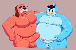 belly brawl_stars canid canine duo furry hi_res humanoid male male/male mammal michelle_ex mrp muscular ruffs supercell_(company)