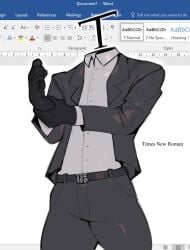 1boy anthropomorphization font kogito male male_only microsoft microsoft_word object_head suit suit_and_tie times_new_roman_(font)