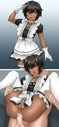 2boys ahe_gao anal anal_sex ass black_hair brown_eyes caged caged_cock chastity chastity_cage chastity_device cock crossdressing cum cum_in_ass cum_inside dark-skinned_femboy dark-skinned_male dark_skin dress dress_lift ember_(peka_35) femboy gay gloves interracial legs_apart legs_spread legs_up lifting_person light-skinned_male maid maid_apron maid_dress maid_headdress maid_outfit maid_uniform male male_on_femboy male_only multiple_boys peka_35 penis pose posing riding riding_penis sex skirt skirt_lift solo_male yaoi