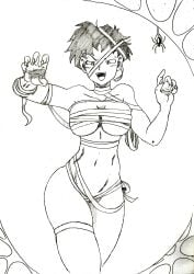 1girls black_and_white dragon_ball_z mummy_costume mummy_wrappings solo_female thewritefiction videl videl_(short_hair)