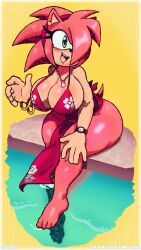 1girls amy_rose anthro big_breasts breasts busty deegee devilishcentral female female_only hedgehog huge_breasts large_breasts solo sonic_(series) sonic_the_hedgehog_(series) swimsuit thick_thighs wide_hips