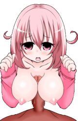 animated big_breasts boobs gif izuyu_(panic_party) male paizuri panic_party penis pink_eyes pink_hair titjob tits