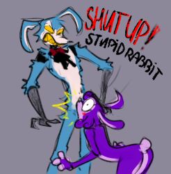 1boy 1girls angry angry_face animatronic anthro ass banny_(the_walten_files) blue_fur bon_(the_walten_files) bowtie bunny bunny_ears bunny_tail deepthroat diegothedog forced_oral furry gagged gagged_female gagging_on_penis head_grab holding_head incest mechanical_arm mouth_full_of_cock mouth_gag oral penis purple_fur rape red_bowtie red_cheeks red_tie robot shocked_expression shocked_eyes shut_up sudden_insertion sudden_realization text the_walten_files two_tone_fur yellow_eyes