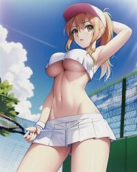 ai_generated blonde_hair skirt tennis underboob