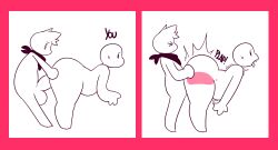 ambiguous_gender bandana bars big_penis black_lines blob_creature bodily_fluids duo genitals golde golde_(golde) goldeneyensfw hair hi_res hot_pink humanoid kerchief line_art male male/ambiguous penis simple_background sweat tongue tongue_out white_background xray_view