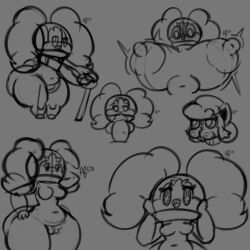 anthro betty_(puffylover69) big_breasts big_thighs doodle furry growth indeedee penis pokémon_(species) pokemon puffylover69 pussy shortstack sketch thighs