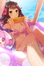 ani_inako bathing_suit brown_hair coa_(momo) dame_x_prince pool two_piece_swimsuit