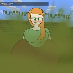 alex_(minecraft) blush brap fart fart_fetish farting farts fetish hyper_ass memphisdx minecraft open_mouth thick_thighs