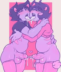 2boys aipeco18 black_shirt duo femboy femboy_on_femboy gay hip_dips homestuck horns hugging kankri_vantas karkat_vantas looking_back making_out male male_only moaning_in_pleasure ms_paint_adventures open_mouth pudgy_belly red_sweater sounding sounding_rod technical_incest thighhighs tongue_kiss troll uncensored yaoi