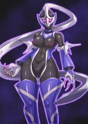 1girls artist_name black_background black_bodysuit bodysuit breasts_out claws corrupted corruption demon_girl demonic demonic_eyes earrings female female_combatant female_focus female_only full_body helmet heroine kamen_rider kamen_rider_jeanne kamen_rider_revice_(series) long_fingernails long_nails looking_at_viewer monsterification nipple_bulge nipple_piercing nipple_piercings_under_clothes nipples nipples_visible_through_clothing no0o0n0o0on pink_nails pussy pussy_lips pussy_peek sakura_igarashi sharp_claws sharp_nails spikes thick_thighs thighhighs thighs tight_bodysuit vampire vampirism waist waist_length_hair