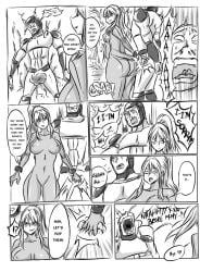 1girls ballbusting black_and_white broken_balls castration cbt cock_and_ball_torture comic crushing_testicles crying defeated english_text female fighting male metroid monochrome nintendo ocigart pleading samus_aran screaming screaming_in_agony squeezing_testicles taunting text zero_suit zero_suit_samus