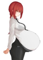 1girls belly big_belly big_breasts bra_visible_through_clothes breasts chainsaw_man female makima_(chainsaw_man) milkfrommilking pregnant red_hair solo_female