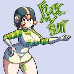 10s 1girls 2018 anal_request big_breasts blonde_hair dress english_text gloves gum_(jsr) helmet hourglass_figure inviting_to_sex jet_set_radio long_sleeves looking_away requesting_anal requesting_sex striped_clothing text thick_thighs tight_clothing valmar