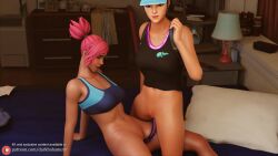 3d darkbahamuth double_dildo fortnite lesbian_sex ocean_(fortnite) volley_girl_(fortnite) yuri