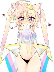 arms_behind_back blonde_hair cat_ears crown female female_focus female_only hearts_around_head roxachii roxapox standing tagme thong twitch twitch.tv youtube youtuber