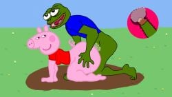 anal anal_sex ass big_ass bubble_butt cum cum_in_ass cum_inside doggy_style doggy_style_position fat_ass frog huge_ass huge_butt male/female male_penetrating_female mud outside penis pepe_the_frog peppa_pig peppa_pig_(character) pig round_ass sex straight_sex thick_ass thick_thighs weird_crossover what