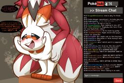 anthro canid canine claws digital_media_(artwork) duo english_text female female_penetrated fur generation_7_pokemon generation_8_pokemon hair hi_res lycanroc male male/female male_penetrating male_penetrating_female mammal midnight_lycanroc nintendo open_mouth penetration pokemon pokemon_(species) scorbunny sex smile softestpuffss text vaginal_penetration video_games white_body white_fur